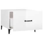 Table basse avec pieds en métal Blanc brillant 50x50x40 cm – Image 6