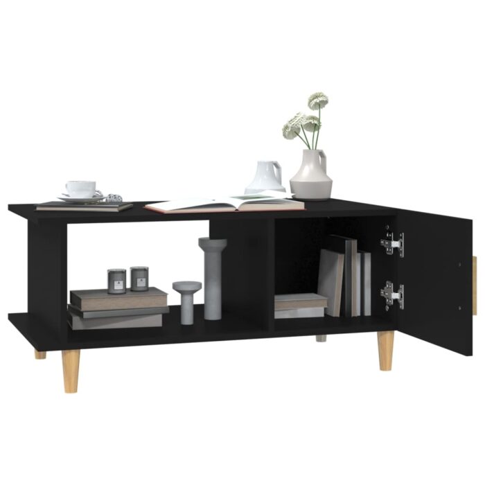 Table basse noir 90x50x40 cm bois d'ingénierie – Image 2