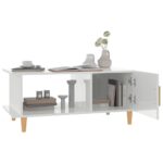 Table basse Blanc brillant 90x50x40 cm Bois d'ingénierie – Image 3