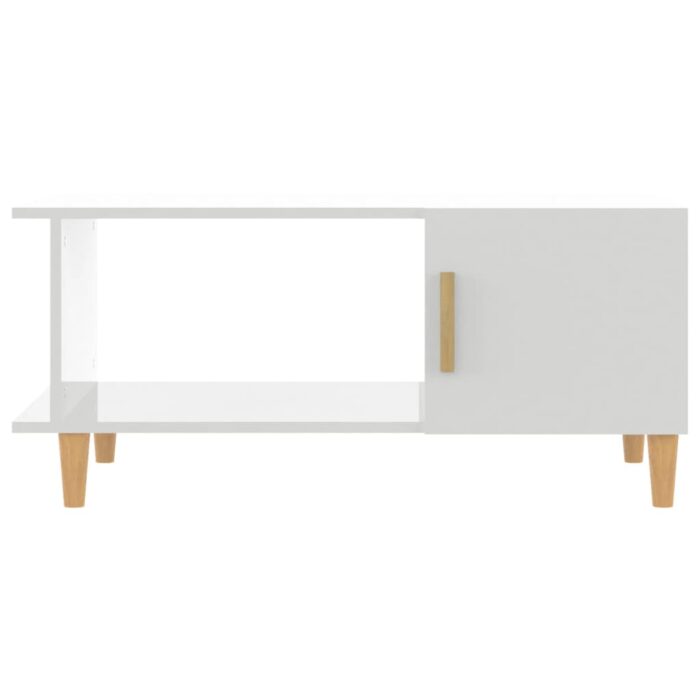 Table basse Blanc brillant 90x50x40 cm Bois d'ingénierie – Image 4