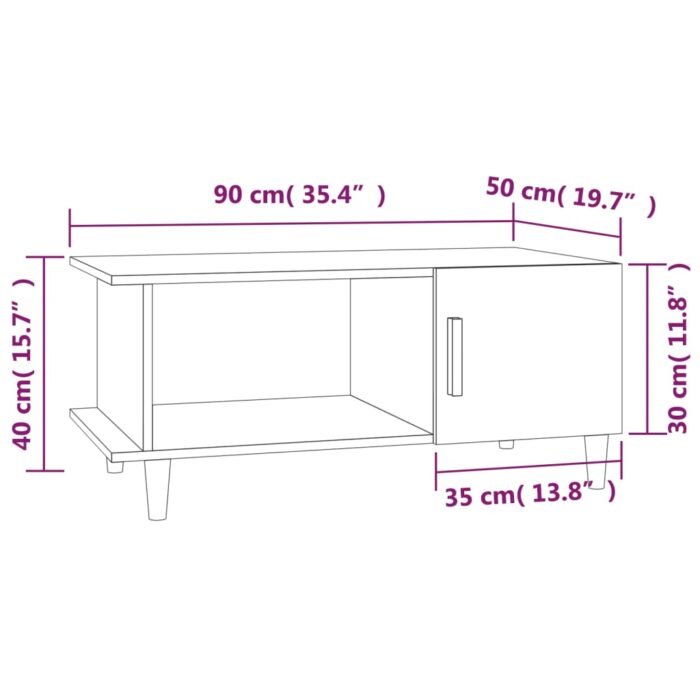 Table basse Blanc brillant 90x50x40 cm Bois d'ingénierie – Image 7
