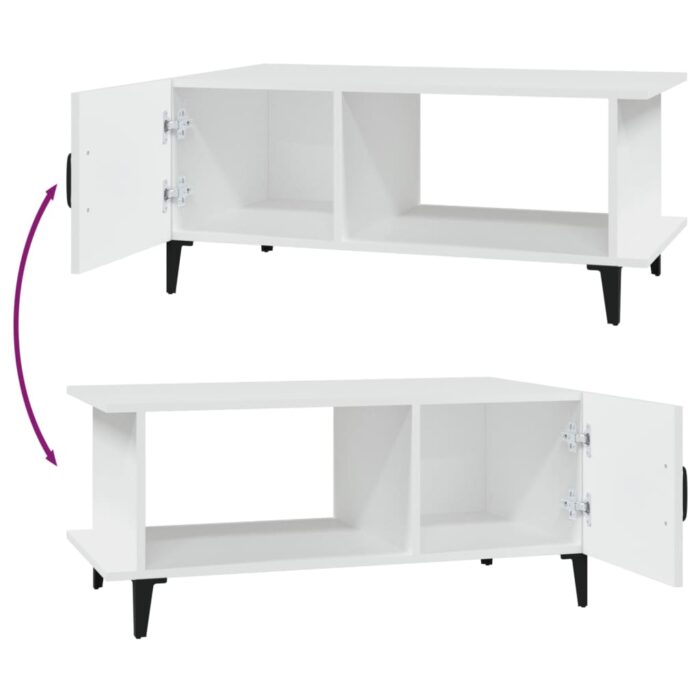 Table basse Blanc 90x50x40 cm Bois d'ingénierie – Image 3