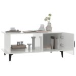 Table basse Blanc brillant 90x50x40 cm Bois d'ingénierie – Image 4