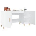 Bureau Blanc 140x50x75 cm Bois d'ingénierie – Image 2