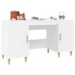Bureau Blanc 140x50x75 cm Bois d'ingénierie – Image 3