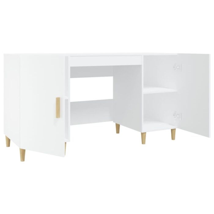 Bureau Blanc 140x50x75 cm Bois d'ingénierie – Image 5