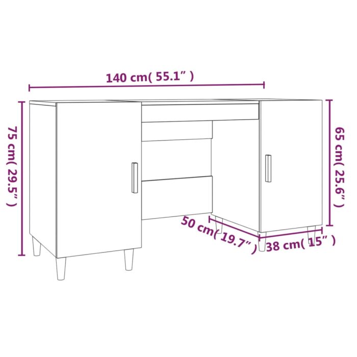 VXL8720287082842_g_en_hd_7.jpg Bureau Chêne sonoma 140x50x75 cm Bois d'ingénierie – Image 7