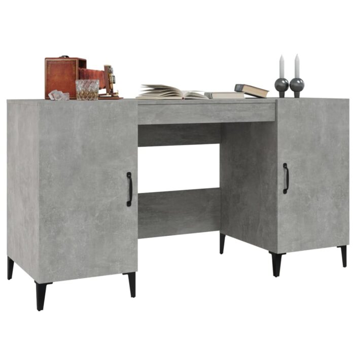 Bureau Gris béton 140x50x75 cm Bois d'ingénierie – Image 2