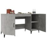 Bureau Gris béton 140x50x75 cm Bois d'ingénierie – Image 3