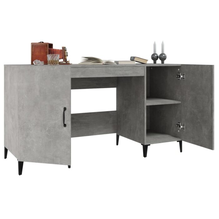 Bureau Gris béton 140x50x75 cm Bois d'ingénierie – Image 3