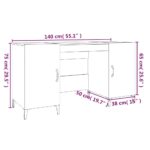 Bureau Gris béton 140x50x75 cm Bois d'ingénierie – Image 7