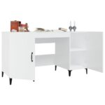Bureau Blanc brillant 140x50x75 cm Bois d'ingénierie – Image 3