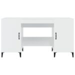 Bureau Blanc brillant 140x50x75 cm Bois d'ingénierie – Image 4
