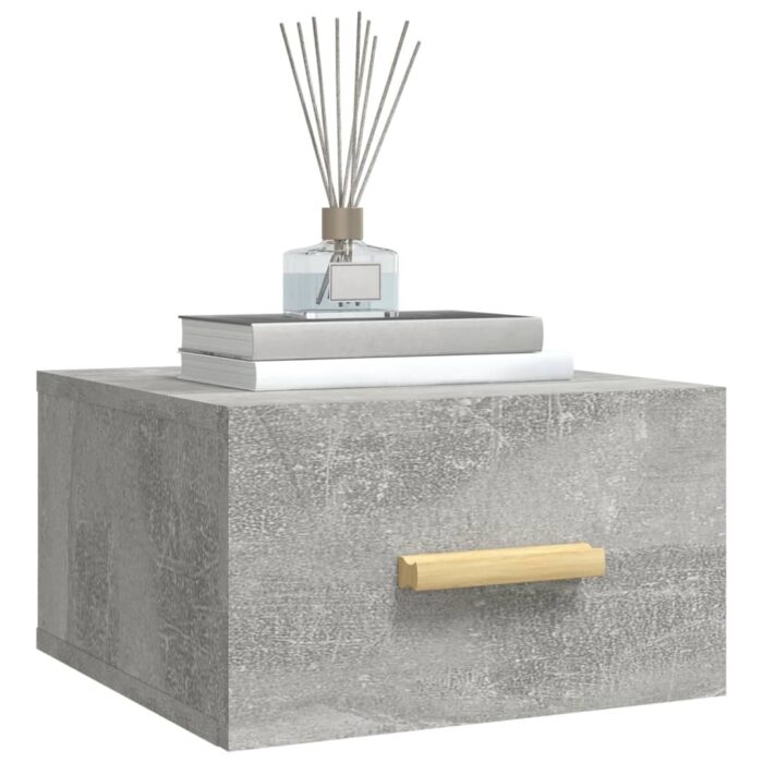 Table de chevet murale gris béton 35x35x20 cm – Image 2
