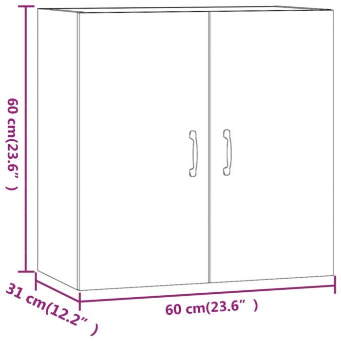Armoire murale Noir 60x31x60 cm Bois d'ingénierie – Image 7