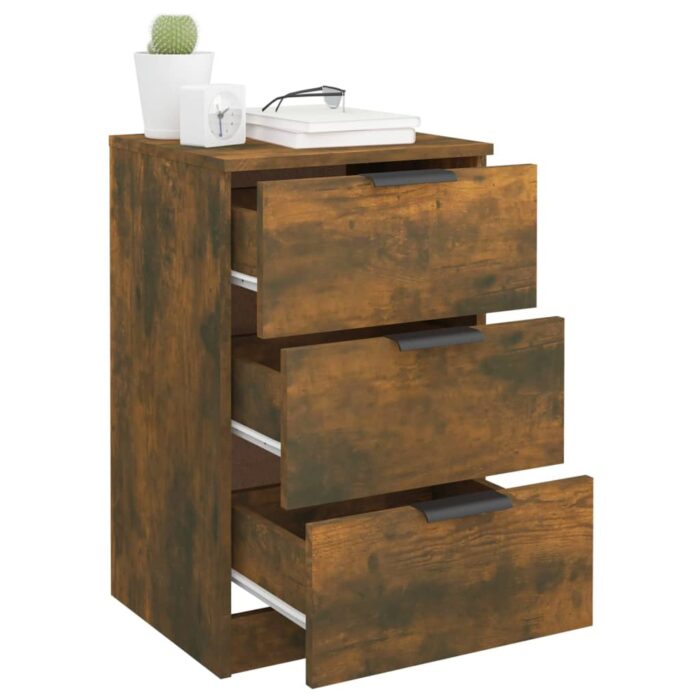 Tables de chevet 2 pcs Chêne fumé 40x36x65 cm – Image 3