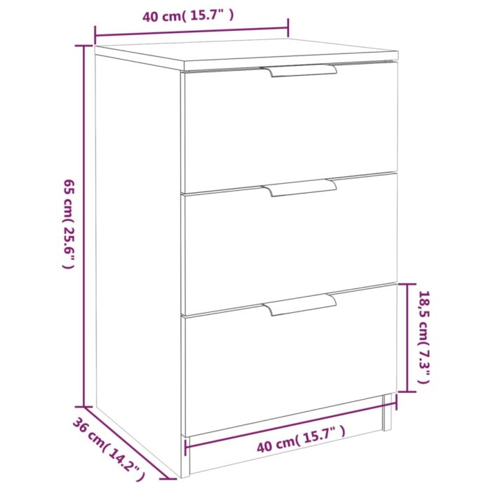 Tables de chevet 2 pcs Chêne fumé 40x36x65 cm – Image 8