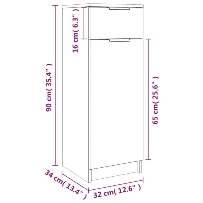 Armoire de bain Chêne fumé 32x34x90 cm Bois d'ingénierie – Image 8
