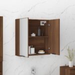 Armoire à miroir de salle de bain Chêne marron 64x20x67 cm – Image 2