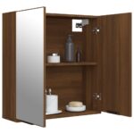 Armoire à miroir de salle de bain Chêne marron 64x20x67 cm – Image 3