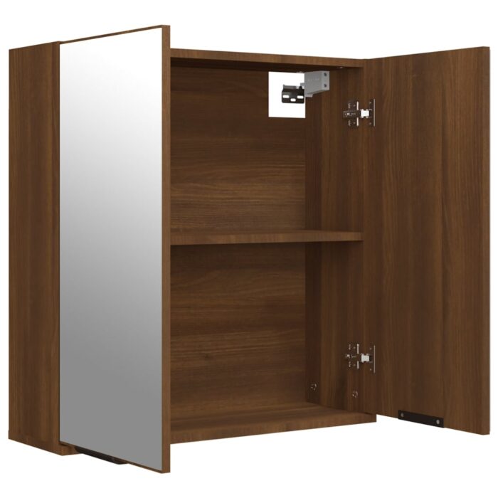 Armoire à miroir de salle de bain Chêne marron 64x20x67 cm – Image 7
