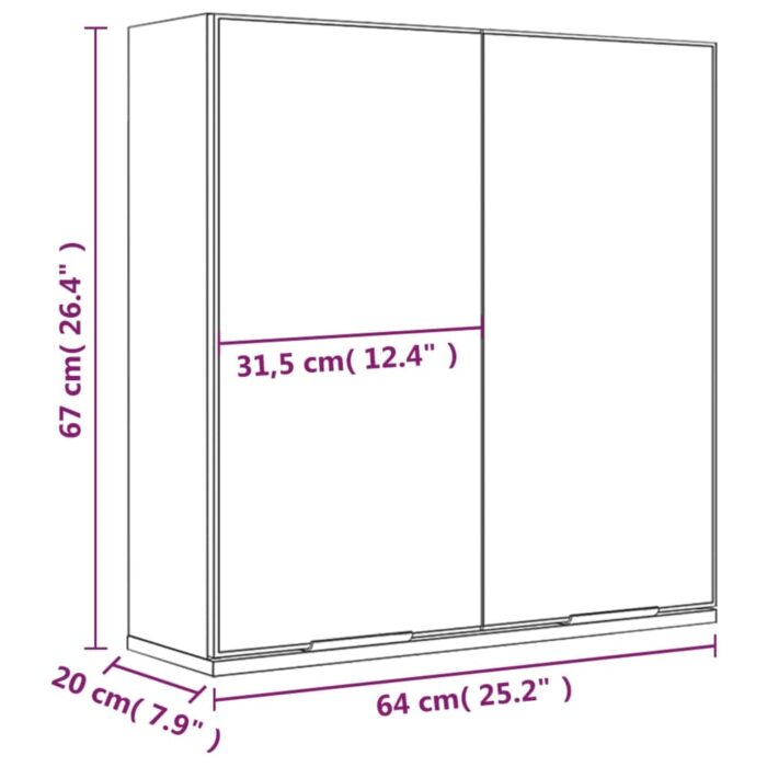 Armoire à miroir de salle de bain Chêne marron 64x20x67 cm – Image 8