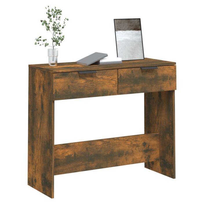 Table console Chêne fumé 90x36x75 cm Bois d'ingénierie – Image 2