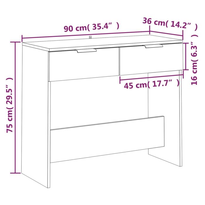 Table console Sonoma gris 90x36x75 cm Bois d'ingénierie – Image 6