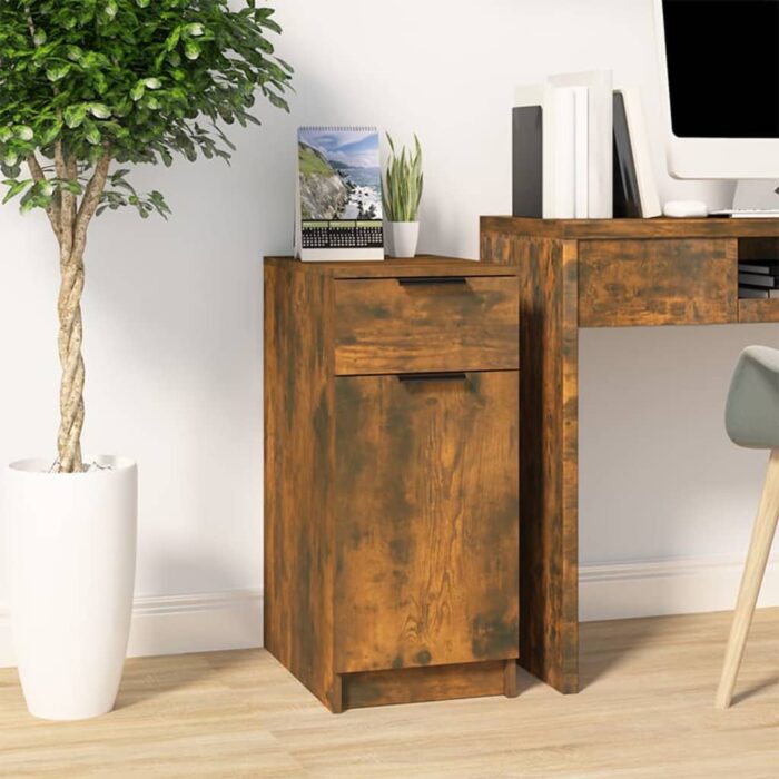 Armoire de bureau Chêne fumé 33,5x50x75 cm Bois d'ingénierie – Image 1