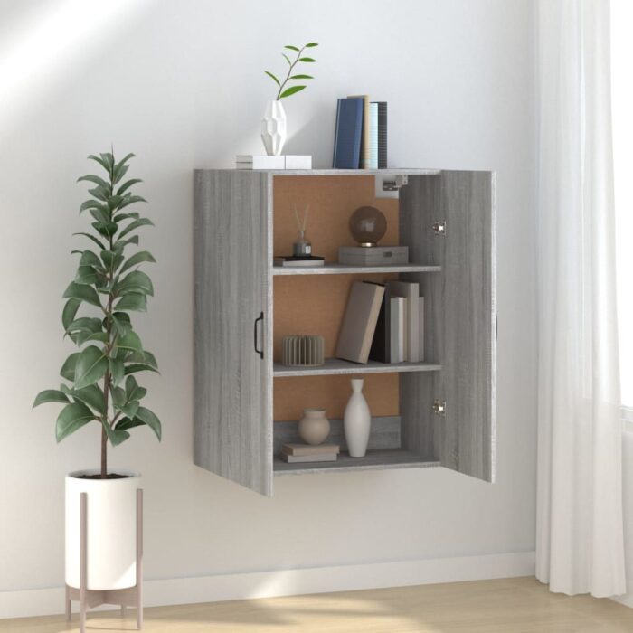 Armoire suspendue Sonoma gris 69,5x34x90 cm Bois d'ingénierie – Image 1