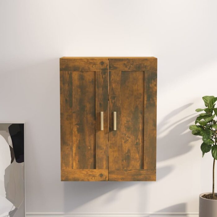 Armoire murale chêne fumé 69,5x32,5x90 cm bois d'ingénierie – Image 1