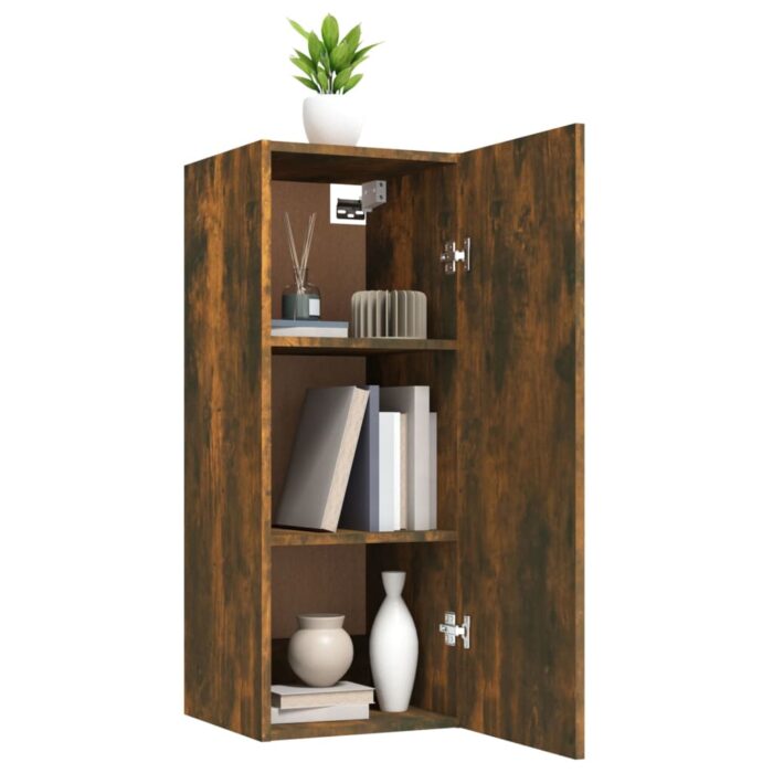 Armoire murale Chêne fumé 34,5x34x90 cm Bois d'ingénierie – Image 2