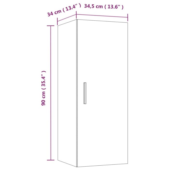 Armoire murale Chêne fumé 34,5x34x90 cm Bois d'ingénierie – Image 9