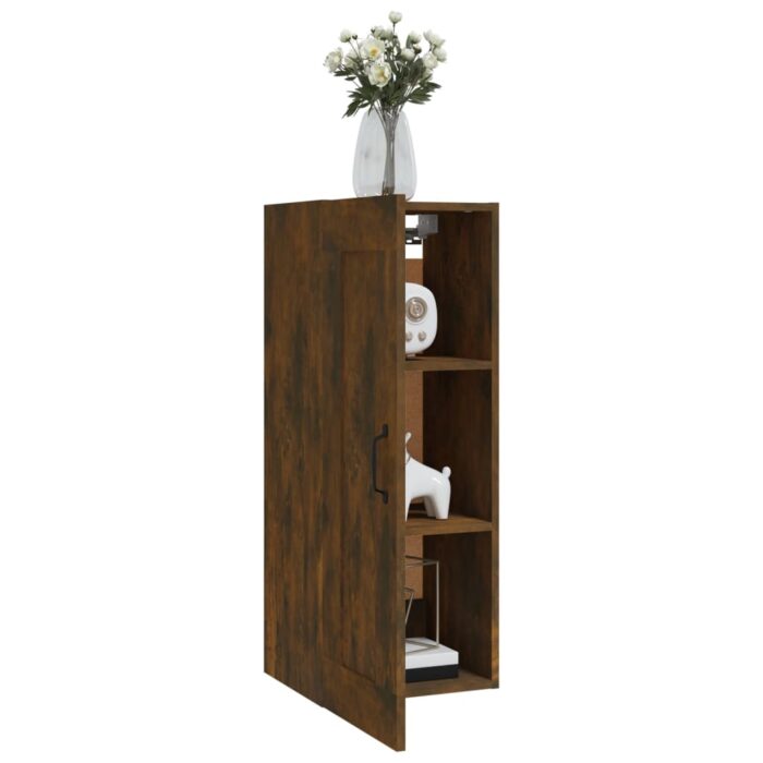 Armoire suspendue Chêne fumé 35x34x90 cm Bois d'ingénierie – Image 2