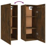 Armoire suspendue Chêne fumé 35x34x90 cm Bois d'ingénierie – Image 6