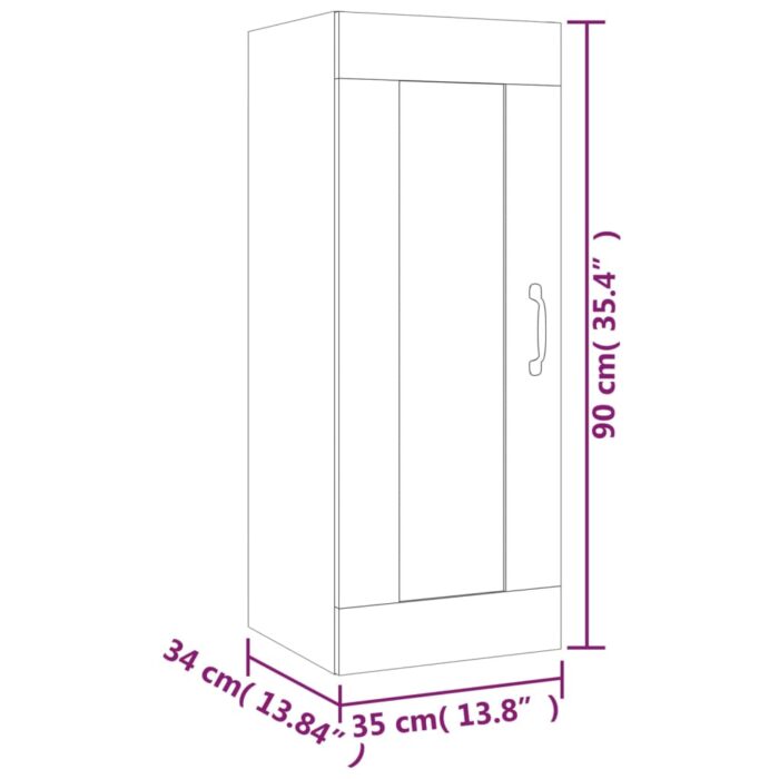 Armoire suspendue Chêne fumé 35x34x90 cm Bois d'ingénierie – Image 8