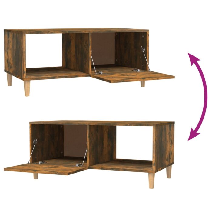 Table basse chêne fumé 89,5x50x40 cm bois d'ingénierie – Image 8