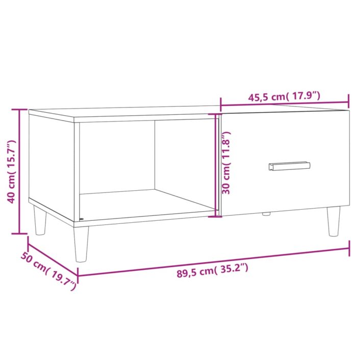 Table basse sonoma gris 89,5x50x40 cm bois d'ingénierie – Image 10
