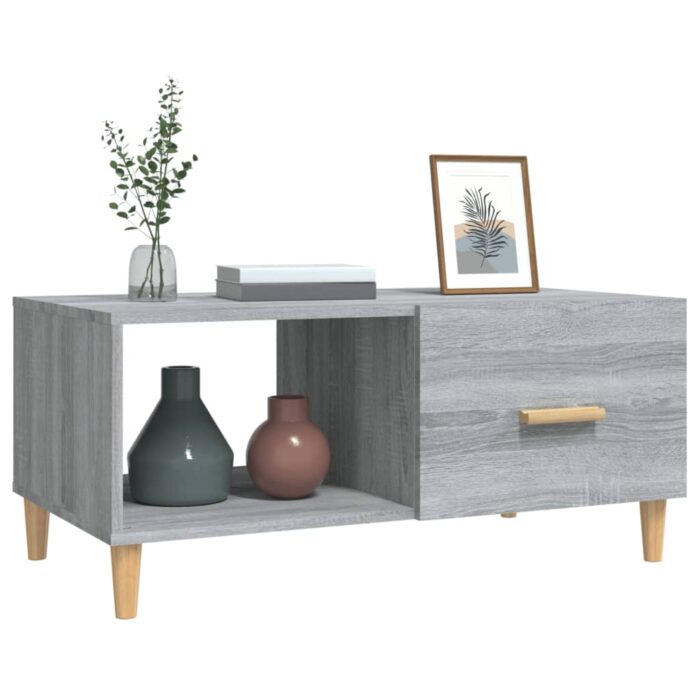 Table basse sonoma gris 89,5x50x40 cm bois d'ingénierie – Image 3