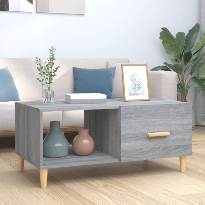 Table basse sonoma gris 89,5x50x40 cm bois d'ingénierie – Image 1