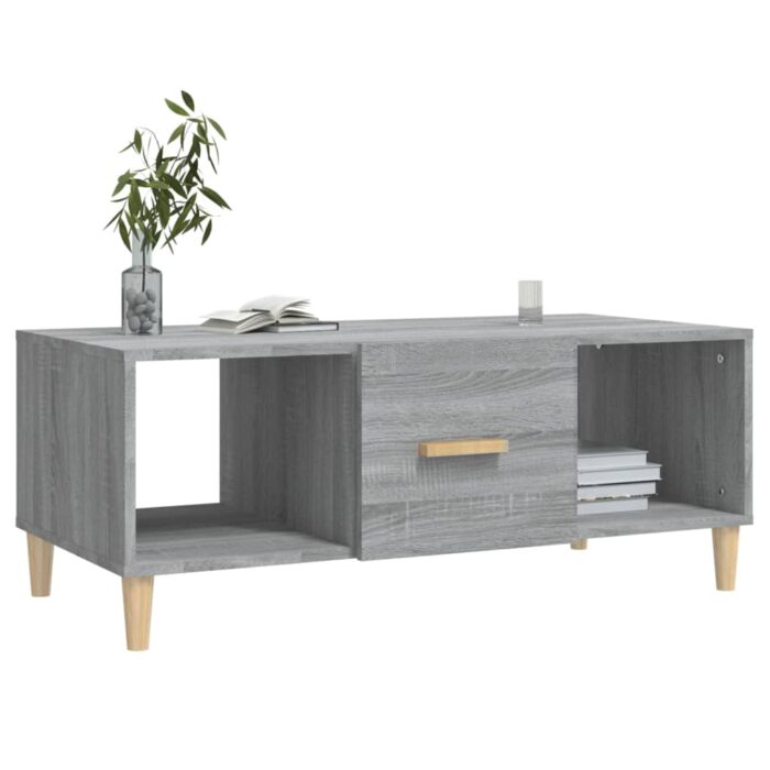 Table basse sonoma gris 102x50x40 cm bois d'ingénierie – Image 5