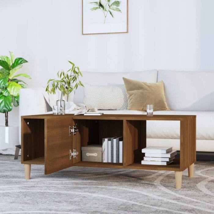 Table basse chêne marron 102x50x40 cm bois d'ingénierie – Image 4