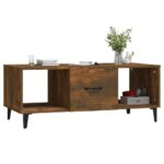 Table basse Chêne fumé 102x50x40 cm Bois d'ingénierie – Image 2
