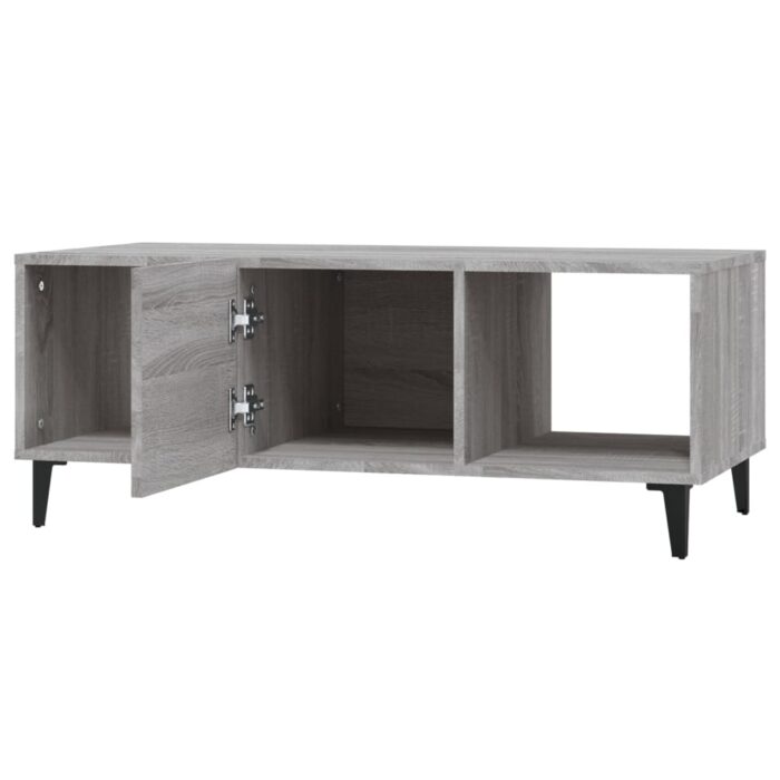 Table basse sonoma gris 102x50x40 cm bois d'ingénierie – Image 4