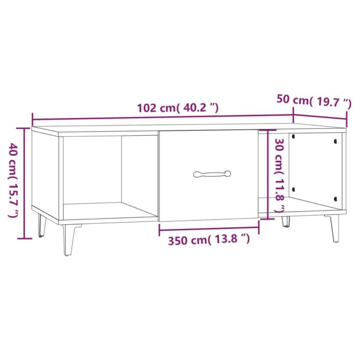 Table basse sonoma gris 102x50x40 cm bois d'ingénierie – Image 6
