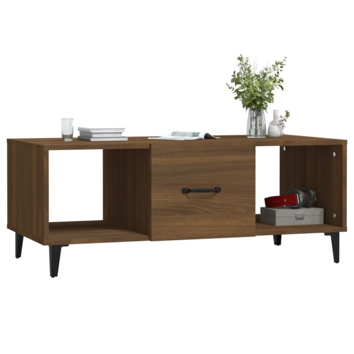 Table basse Chêne marron 102x50x40 cm Bois d'ingénierie – Image 2