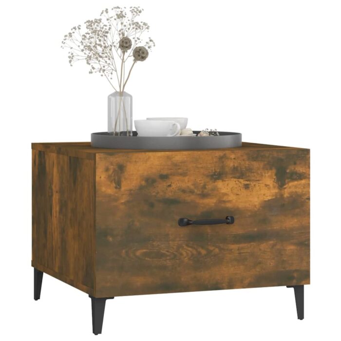 Table basse avec pieds en métal Chêne fumé 50x50x40 cm – Image 2