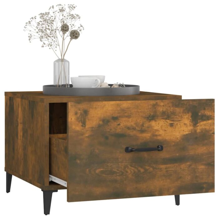 Table basse avec pieds en métal Chêne fumé 50x50x40 cm – Image 3