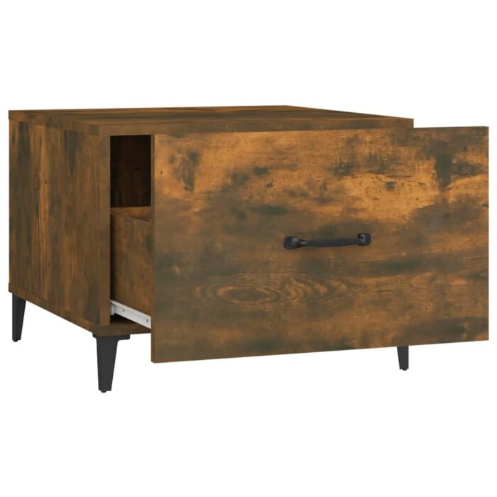 Table basse avec pieds en métal Chêne fumé 50x50x40 cm – Image 6