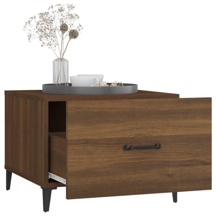 Table basse avec pieds en métal Chêne marron 50x50x40 cm – Image 3